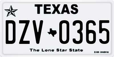 TX license plate DZV0365