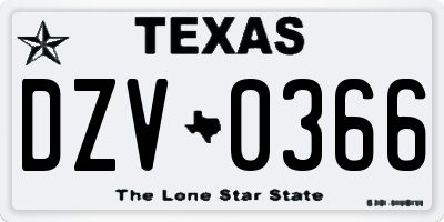 TX license plate DZV0366