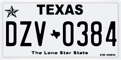 TX license plate DZV0384