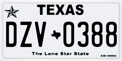 TX license plate DZV0388