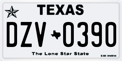 TX license plate DZV0390