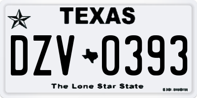 TX license plate DZV0393