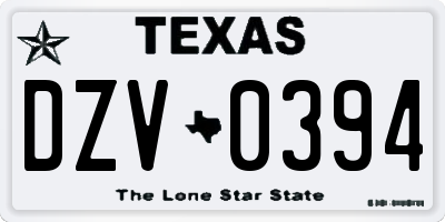TX license plate DZV0394