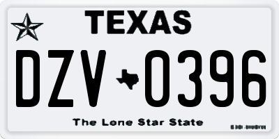 TX license plate DZV0396