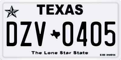TX license plate DZV0405