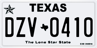 TX license plate DZV0410