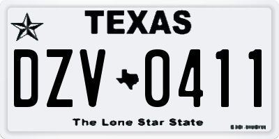 TX license plate DZV0411