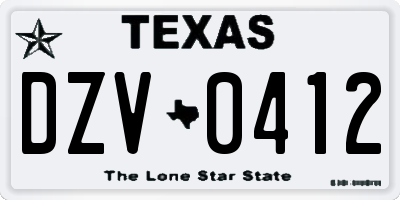 TX license plate DZV0412