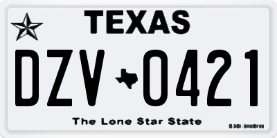 TX license plate DZV0421