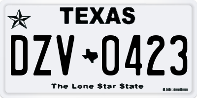 TX license plate DZV0423