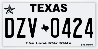 TX license plate DZV0424