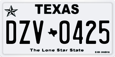 TX license plate DZV0425