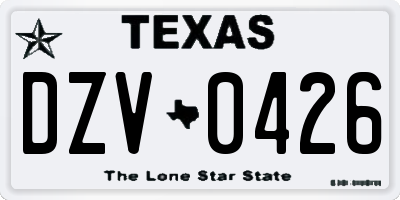 TX license plate DZV0426