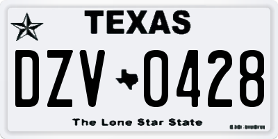 TX license plate DZV0428