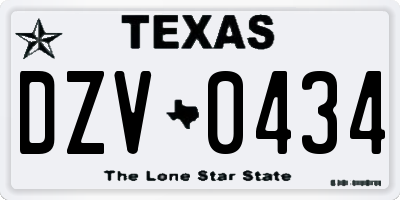 TX license plate DZV0434