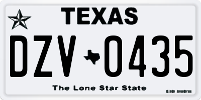 TX license plate DZV0435