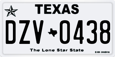 TX license plate DZV0438