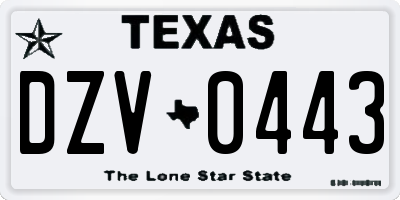 TX license plate DZV0443