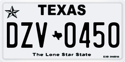 TX license plate DZV0450