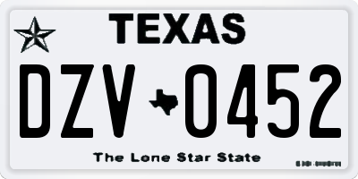 TX license plate DZV0452