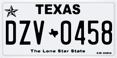 TX license plate DZV0458