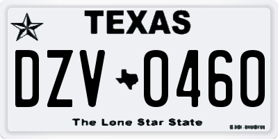 TX license plate DZV0460