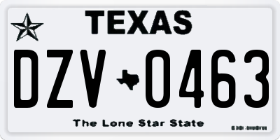 TX license plate DZV0463