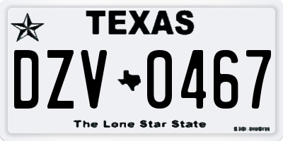 TX license plate DZV0467