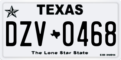 TX license plate DZV0468