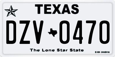 TX license plate DZV0470