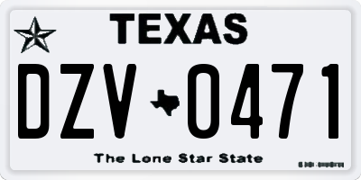 TX license plate DZV0471