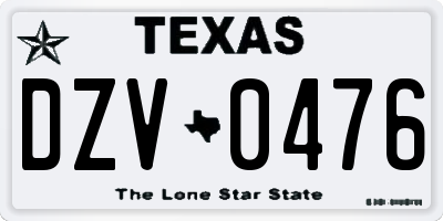 TX license plate DZV0476