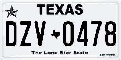 TX license plate DZV0478