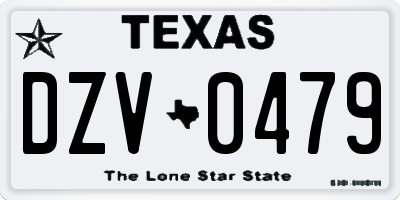 TX license plate DZV0479