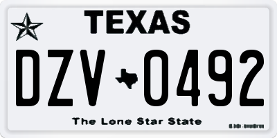 TX license plate DZV0492