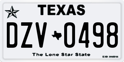TX license plate DZV0498