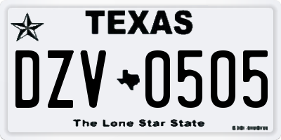 TX license plate DZV0505