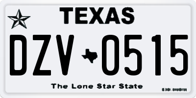TX license plate DZV0515