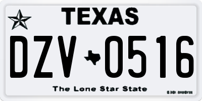 TX license plate DZV0516