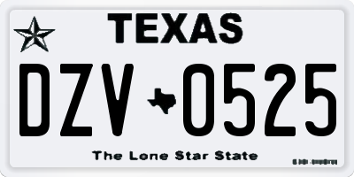 TX license plate DZV0525
