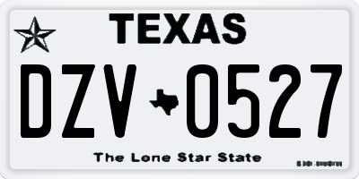 TX license plate DZV0527