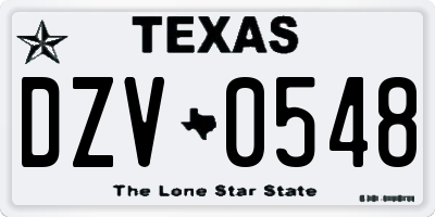 TX license plate DZV0548
