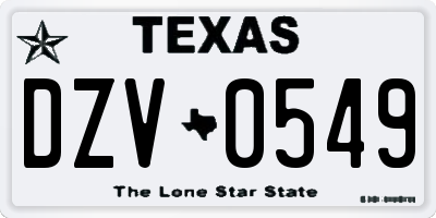 TX license plate DZV0549