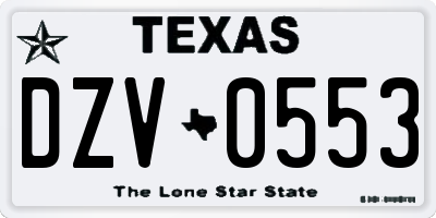 TX license plate DZV0553