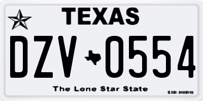 TX license plate DZV0554
