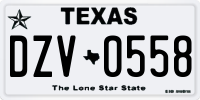 TX license plate DZV0558