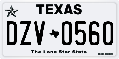 TX license plate DZV0560