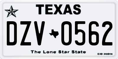 TX license plate DZV0562