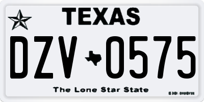 TX license plate DZV0575