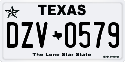 TX license plate DZV0579